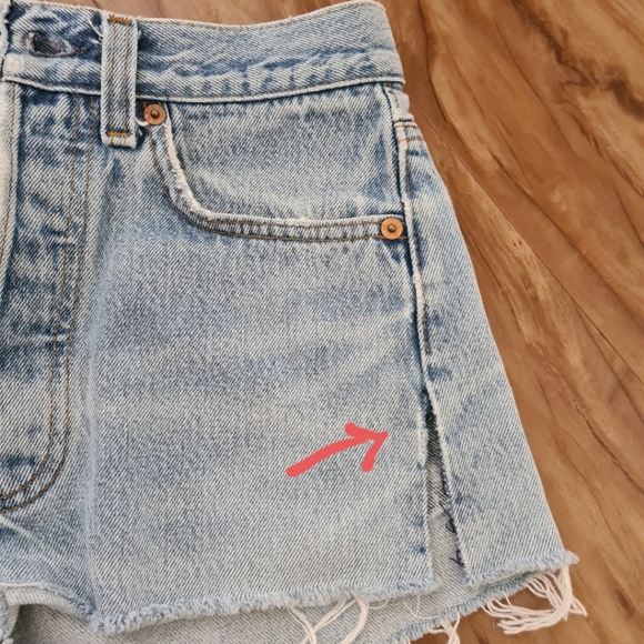 Levis 8 Denim Low Waist Shorts | Ripped Denim Summer Shorts with Sides Slits - Picture 9 of 9